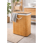 HEM HEM Wasmand Bamboe Opvouwbaar 60L – Wasbox Met Deksel En Waszak – Wasmand Badkamer Slaapkamer – Naturel Houtlook