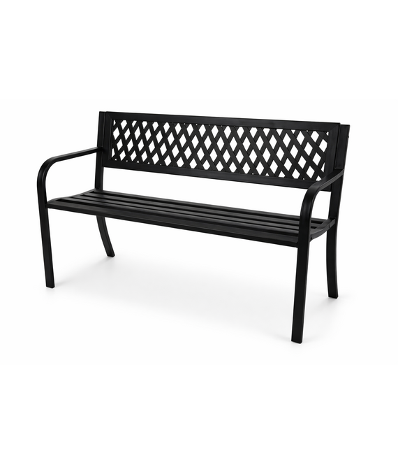 HEM HEM Tuinbank Staal Zwart 119x50x75 cm – Stalen Tuinbank met Rugleuning – Belastbaar tot 220 kg