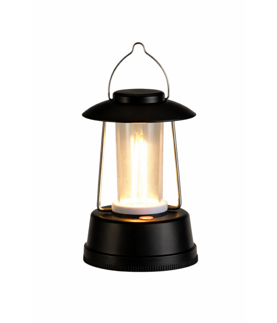 HEM Campinglamp LED – Tentlamp met Ophanghaak – Werkt op 3x AAA Batterijen – Sfeerlamp voor Tent, Caravan & Noodverlichting – Zwart 12 cm - Met HEM opbergzak