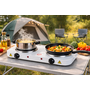 HEM Elektrische Camping Kookplaat Dubbel 2x1000W – 2 Pits Vrijstaand Wit – Met Thermostaat – Voor Camper & Caravan – Inclusief HEM Microvezel Schoonmaakdoek