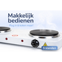 HEM Elektrische Camping Kookplaat Dubbel 2x1000W – 2 Pits Vrijstaand Wit – Met Thermostaat – Voor Camper & Caravan – Inclusief HEM Microvezel Schoonmaakdoek