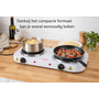 HEM Elektrische Camping Kookplaat Dubbel 2x1000W – 2 Pits Vrijstaand Wit – Met Thermostaat – Voor Camper & Caravan – Inclusief HEM Microvezel Schoonmaakdoek