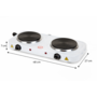 HEM Elektrische Camping Kookplaat Dubbel 2x1000W – 2 Pits Vrijstaand Wit – Met Thermostaat – Voor Camper & Caravan – Inclusief HEM Microvezel Schoonmaakdoek