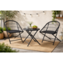 HEM HEM 3-Delige Metalen Tuinset Antraciet - Inklapbare Bistroset met 2 Stoelen en Ronde Tafel - Balkonset Staal - Compacte Tuinstoel Set