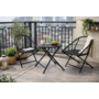 HEM HEM 3-Delige Metalen Tuinset Antraciet - Inklapbare Bistroset met 2 Stoelen en Ronde Tafel - Balkonset Staal - Compacte Tuinstoel Set