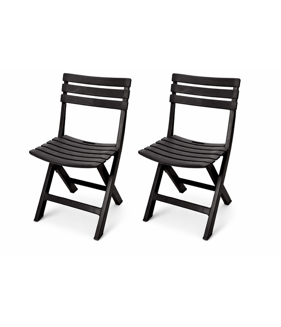 HEM HEM Inklapbare Tuinstoelen Set van 2 Antraciet – Opvouwbare Kunststof Tuinstoel – Balkon Stoel – Camping Stoel – Terras Stoelen – 120 kg Belastbaar