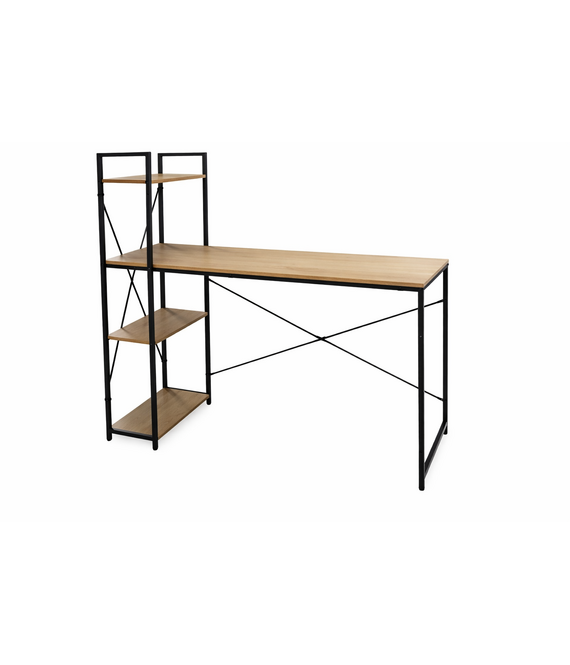 HEM HEM Industrieel Bureau met Opbergrek 110 cm – Computerbureau MDF Metaal – Thuiswerk Bureau – Schrijftafel met Schappen – Werktafel voor Kantoor of Studentenkamer
