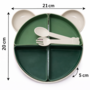 HEM HEM Kinder Serviesset Beer Groen – 7-delig – Bord met Vakken – Bestekset – BPA-vrij PP – 21x20x5 cm