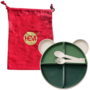 HEM HEM Kinder Serviesset Beer Groen – 7-delig – Bord met Vakken – Bestekset – BPA-vrij PP – 21x20x5 cm