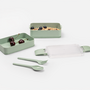 HEM HEM Lunchbox met Bestek – Groen – 2 Laags Bento Box – 19 x 10 x 9 cm – Inclusief Lepel en Vork – Lekvrij – BPA Vrij