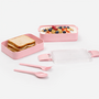 HEM HEM Lunchbox met Bestek – Roze – 2 Laags Bento Box – 19 x 10 x 9 cm – Inclusief Lepel en Vork – Lekvrij – BPA Vrij