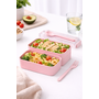 HEM HEM Lunchbox met Bestek – Roze – 2 Laags Bento Box – 19 x 10 x 9 cm – Inclusief Lepel en Vork – Lekvrij – BPA Vrij