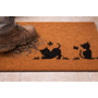 HEM HEM Kokos Deurmat Katten 39x59 cm - Natuurlijke Kokosmat - Antislip Buitenmat - Schoonloopmat met Zwarte Kat Silhouetten
