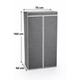 HEM HEM Stoffen camping kledingkast 75x45x160 cm - Opvouwbare garderobekast met hanggedeelte en legplank - Textiel kast grijs met rits - Metalen frame - Opbergkast slaapkamer studentenkamer