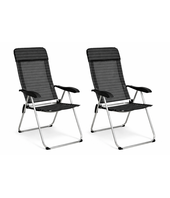 HEM HEM Campingstoelen Set van 2 - Opvouwbare Campingstoel met Armleuningen - 69x58x111 cm - Grijs - Kampeerstoel / Tuinstoel / Strandstoel