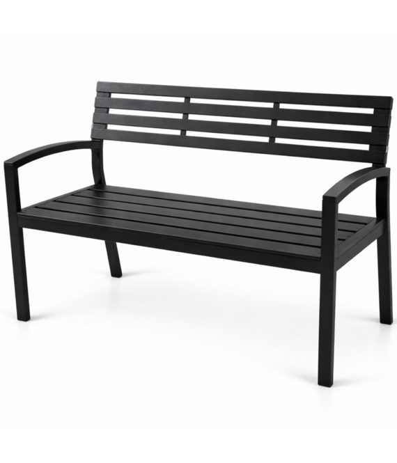 HEM HEM Tuinbank Staal Zwart 115 x 55 x 85 cm – Moderne Tuinbank Voor Tuin en Terras – Belastbaar Tot 220 kg