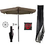 CUHOC CUHOC - Taupe Parasol met hoes - 3m - stokparasol -Parasol met Volanten Opdraaier en Redlabelhoes