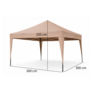 CUHOC CUHOC Partytent 300x300 cm Opvouwbaar - Stalen Frame - Waterafstotend Taupe Paviljoen - Easy Up Partytent met Draagtas