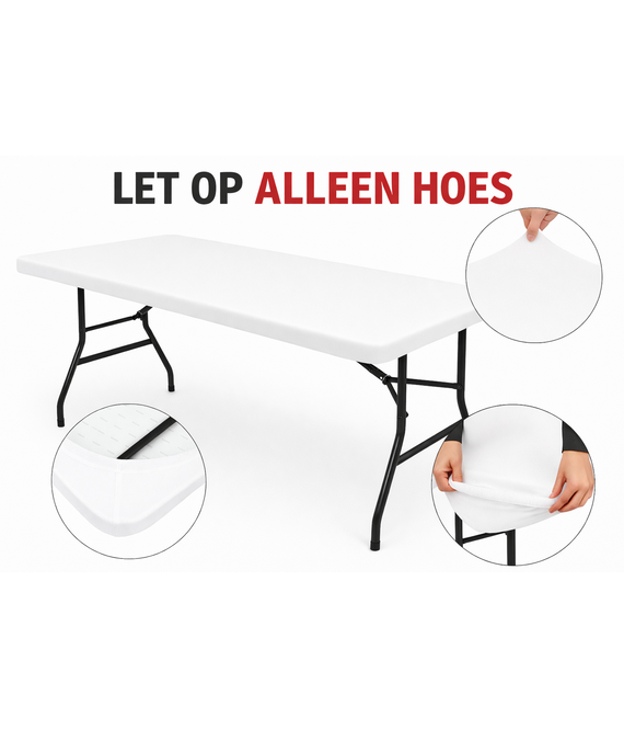 HEM HEM Elastische Buffettafel Hoes 180x70  Wit – Tafelhoes voor Klaptafel – Buffettafelhoes Stretch – Hoes voor Tuin- en Campingtafel – Strakke Klaptafelhoes Wasbaar