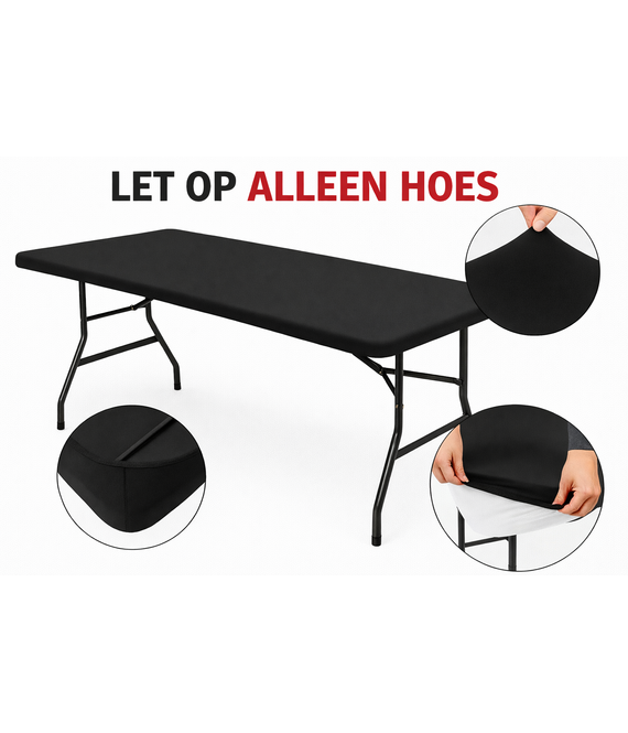 HEM HEM Elastische Buffettafel Hoes 180x70  Zwart – Tafelhoes voor Klaptafel – Buffettafelhoes Stretch – Hoes voor Tuin- en Campingtafel – Strakke Klaptafelhoes Wasbaar