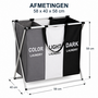 HEM HEM Wasmand 3 Vakken 105 Liter - Wassorteerder Donker Licht Kleur - Polyester Wasmand met Aluminium Frame - Opvouwbare Wasmand - Was Organizer 58x40x58 cm