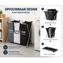 HEM HEM Wasmand 3 Vakken 105 Liter - Wassorteerder Donker Licht Kleur - Polyester Wasmand met Aluminium Frame - Opvouwbare Wasmand - Was Organizer 58x40x58 cm