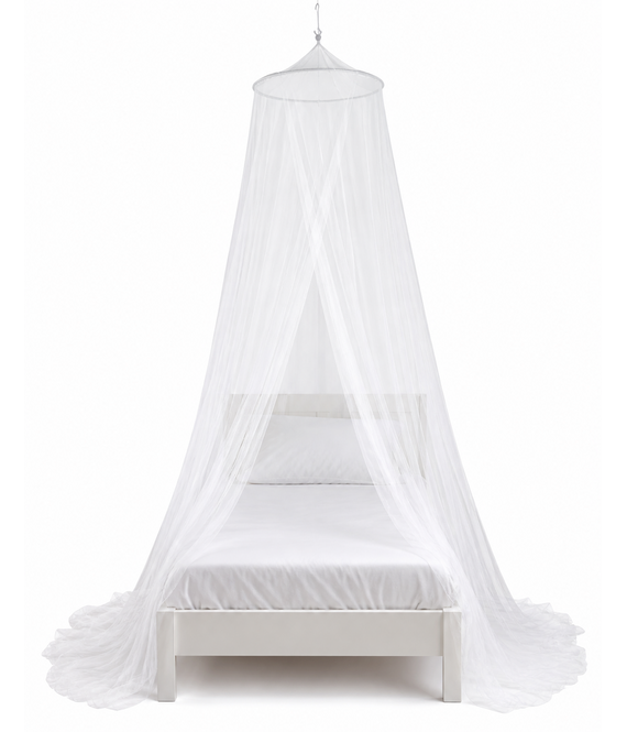 HEM HEM Klamboe 1 Persoons – Muskietennet Bed – Anti Muggen Net – 250 cm Hoog – Ø 50 cm Bovenring – Omtrek 1000 cm – Reis Klamboe – Camping Klamboe – Polyester – Inclusief Draagtas & HEM Microvezeldoekje – Wit