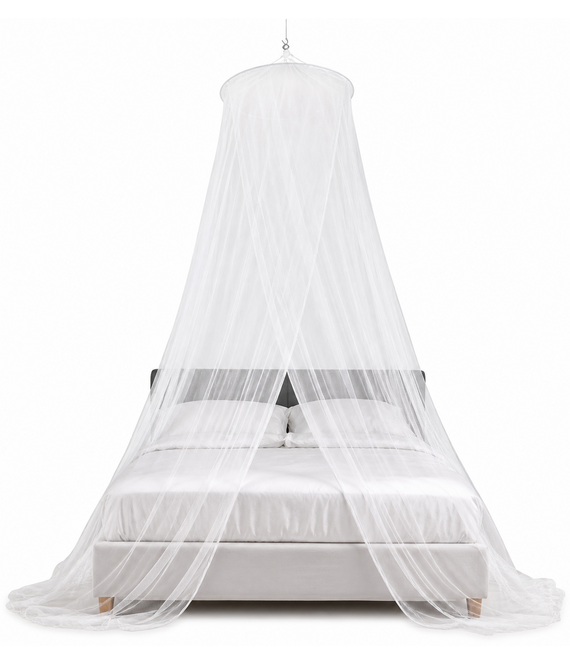 HEM HEM Klamboe 2 Persoons – Muskietennet Bed – Anti Muggen Net – 250 cm Hoog – Ø 60 cm Bovenring – Omtrek 1250 cm – Reis Klamboe – Camping Klamboe – Polyester – Inclusief Draagtas & HEM Microvezeldoekje – Wit