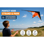 HEM HEM Stuntvlieger Oranje 120x50 cm – Dual Line Sportvlieger – Inclusief 30 Meter Lijnen en Handgrepen – 190T Polyester – Glasvezel Frame – Beginners en Gevorderden – Strand en Park