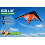 HEM HEM Stuntvlieger Oranje 120x50 cm – Dual Line Sportvlieger – Inclusief 30 Meter Lijnen en Handgrepen – 190T Polyester – Glasvezel Frame – Beginners en Gevorderden – Strand en Park