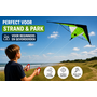 HEM HEM Stuntvlieger Groen 120x50 cm – Dual Line Sportvlieger – Inclusief 30 Meter Lijnen en Handgrepen – 190T Polyester – Glasvezel Frame – Beginners en Gevorderden – Strand en Park