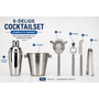 HEM HEM Barset met cocktailshaker RVS 6-delig - Cocktailset met ijsbucket, zeef, opener, tang en mes - Professionele cocktail shaker set
