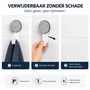 HEM HEM Zuignaphaak 65 mm Wit/Grijs Superstrong – Ophanghaak – Zonder Boren – Tot wel 2 kg – Badkamerhaak – Tegelhaak