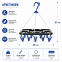 HEM HEM Washanger Blauw met 18 Knijpers – Opvouwbaar Droogrek – Ondergoedhanger – Sokhanger – Camping Wasrek – 24x31 cm