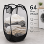 HEM HEM Opvouwbare Waszak 64 Liter – Pop-up Wasmand – Inklapbare Laundry Bag met Handgrepen – 36x36x58 cm – Zwart