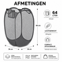 HEM HEM Inklapbare Wasmand 64L – Opvouwbare Waszak – Mesh Laundry Bag met Pop-up Frame – Grijs