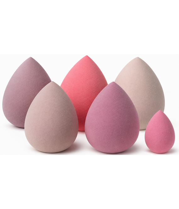 HEM HEM make-upsponsjes in potje - 5 delige set - Roze beautyblenders - PU latexvrij - Inclusief HEM microvezeldoekje
