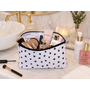 HEM HEM Toilettas Hartjes - Make-up Tas - Toilettasje Dames - Cosmeticatas - Toilettas Kinderen - Wit Zwart - 23x16x6 cm