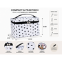 HEM HEM Toilettas Hartjes - Make-up Tas - Toilettasje Dames - Cosmeticatas - Toilettas Kinderen - Wit Zwart - 23x16x6 cm