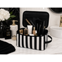HEM HEM Toilettas Strepen - Make-up Tas - Toilettasje Dames - Cosmeticatas - Zwart Wit Gestreept - 23x16x6 cm