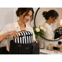 HEM HEM Toilettas Strepen - Make-up Tas - Toilettasje Dames - Cosmeticatas - Zwart Wit Gestreept - 23x16x6 cm