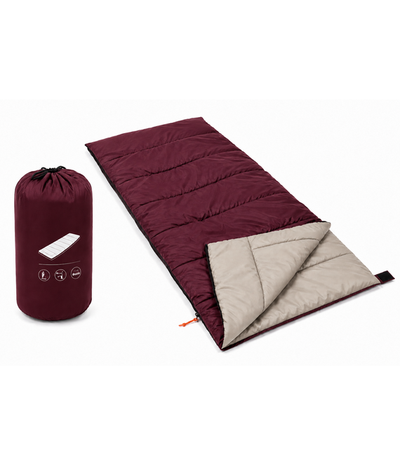 HEM HEM Slaapzak Envelop 190x75 cm Bordeaux – Zomer Slaapzak – Inclusief Opbergzak – Camping – Festival – Logeren