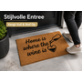 HEM HEM Deurmat Home is where the wine is – Kokosmat 59x39 cm – Antislip PVC Onderzijde – Wijn Thema – Entree Mat