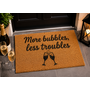 HEM HEM Deurmat More bubbles less troubles – Kokosmat 59x39 cm – Antislip PVC Onderzijde – Champagne Thema – Entree Mat