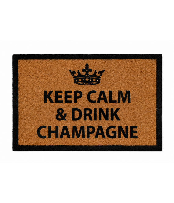 HEM HEM Deurmat Keep Calm & Drink Champagne – Kokosmat 59x39 cm – Antislip PVC Onderzijde – Champagne Design – Entree Mat