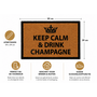 HEM HEM Deurmat Keep Calm & Drink Champagne – Kokosmat 59x39 cm – Antislip PVC Onderzijde – Champagne Design – Entree Mat