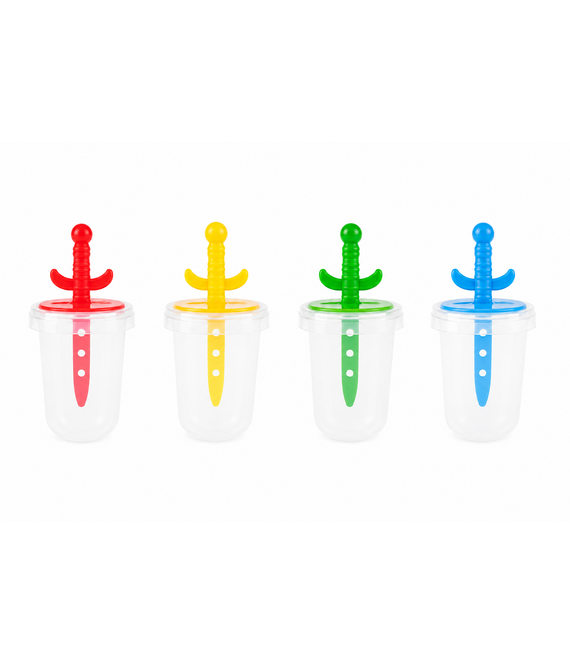 HEM HEM IJsvormpjes Set 4 Stuks - Zwaard IJslollymaker - Waterijs Maker - Herbruikbare IJsjesvormen Voor Kinderen - Zelf IJsjes Maken Met Fruit, Smoothies En Yoghurt