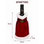 HEM HEM Wijnfles Kerstdecoratie Kerstjurk Rood Wit - Wijnfleshoes - Flesversiering - Kerst Tafeldecoratie 20 cm