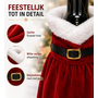 HEM HEM Wijnfles Kerstdecoratie Kerstjurk Rood Wit - Wijnfleshoes - Flesversiering - Kerst Tafeldecoratie 20 cm