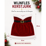 HEM HEM Wijnfles Kerstdecoratie Kerstjurk Rood Wit - Wijnfleshoes - Flesversiering - Kerst Tafeldecoratie 20 cm